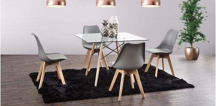 Comedor Cuadrado Atlas PL Con Sillas Arthus Gris 