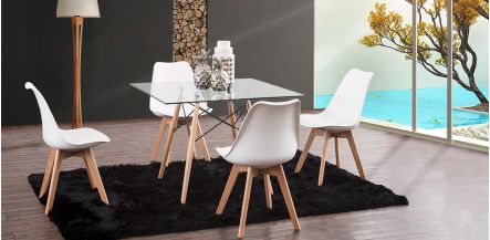 Comedor Cuadrado Atlas PL Con Sillas Arthus Blanco