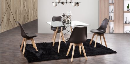 Comedor Cuadrado Atlas PL Con Sillas Arthus Café