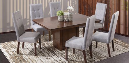 Comedor Odisey Con Sillas Odin Gris 7 Piezas