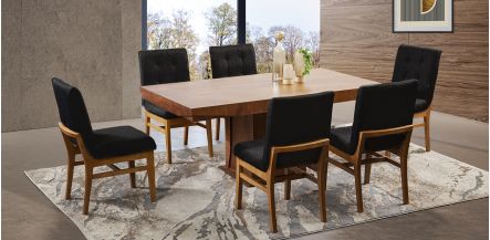 Comedor Margot Con Sillas Invictus Negro 7 Piezas