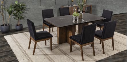 Comedor Birmania Negro 7 pzs