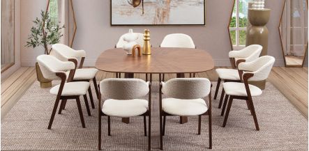 Comedor Cuadrado Andreta Beige 9 Piezas