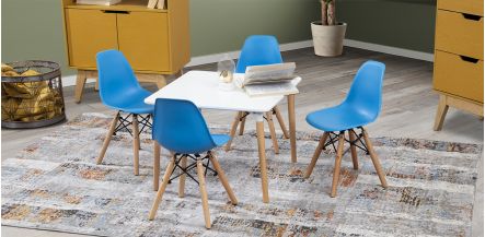 Comedor Infantil Cuadrado Atlas PL Con Sillas Azul