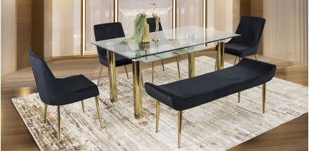 Comedor Rectangular Dunkel Royal Gold Negro