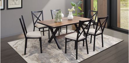 Comedor Rectangular Romeo Negro/Parota 7 Pzs