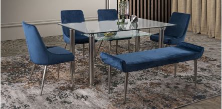 Comedor Rectangular Enkel II Azul 6 Piezas