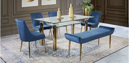 Comedor Rectangular Dunkel Royal Gold Azul