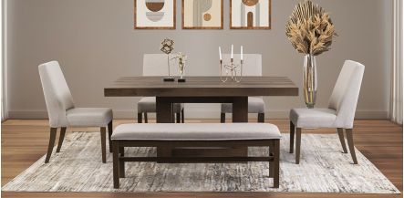 Comedor Rectangular Anka 180 Cms Con Sillas y Banca Arena