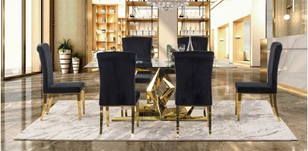 Comedor Royal Gold Hexa Con Sillas Negro