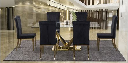 Comedor Royal Gold LV Con Sillas Negro