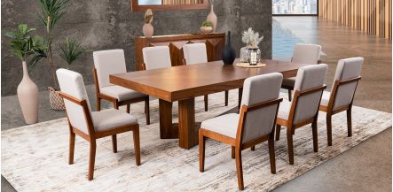 Comedor Rectangular Creta Con Sillas Arena 240 Cms