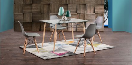 Comedor Rectangular Atlas Con Sillas Gris 5 Piezas