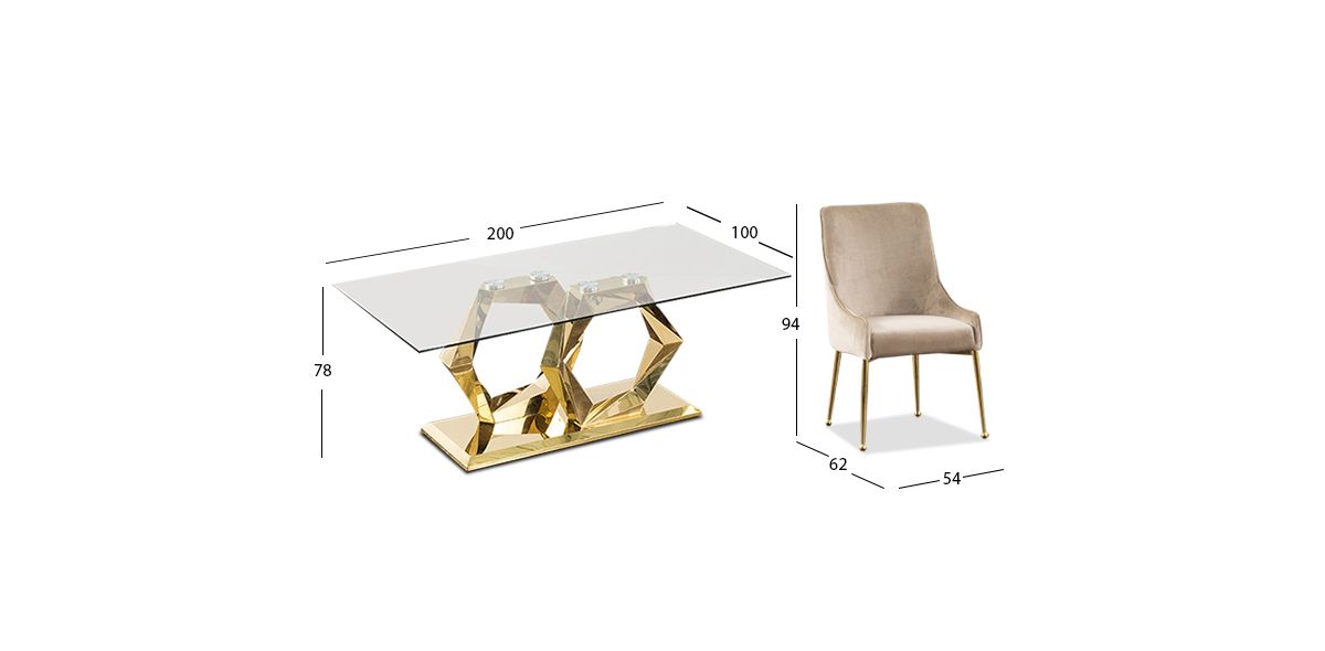 Comedor Royal Gold Hexa Con Sillas Beige