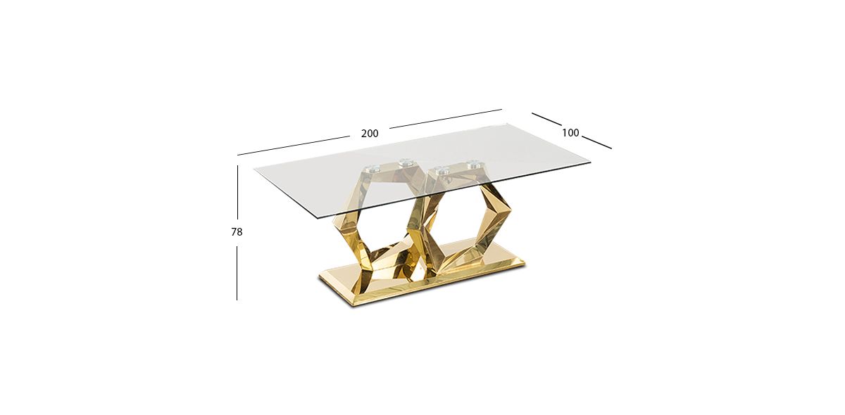 Mesa Comedor 200 x 100 Cm  Rectangular Royal Gold Hexa