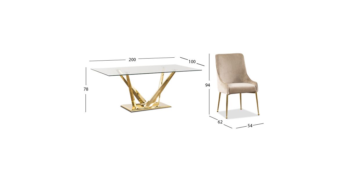 Comedor Royal Gold LV Con Sillas Beige