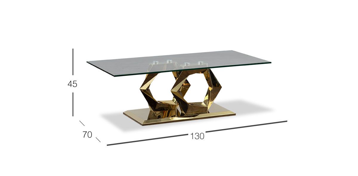 Mesa de Centro Rectangular Royal Gold Hexa